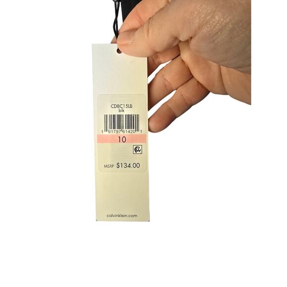 New! Calvin Klein Women's Peplum Sheath Dress, Black, Bell Sleeves, Size 10 - Picture 6 of 6